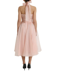 Dolce & Gabbana Women's Pink Silk Chiffon Halter Dress