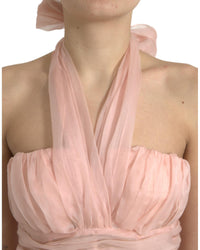 Dolce & Gabbana Women's Pink Silk Chiffon Halter Dress