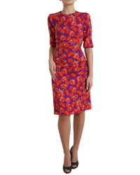 Dolce & Gabbana Floral Print Silk Charmeuse Dress Multicolor