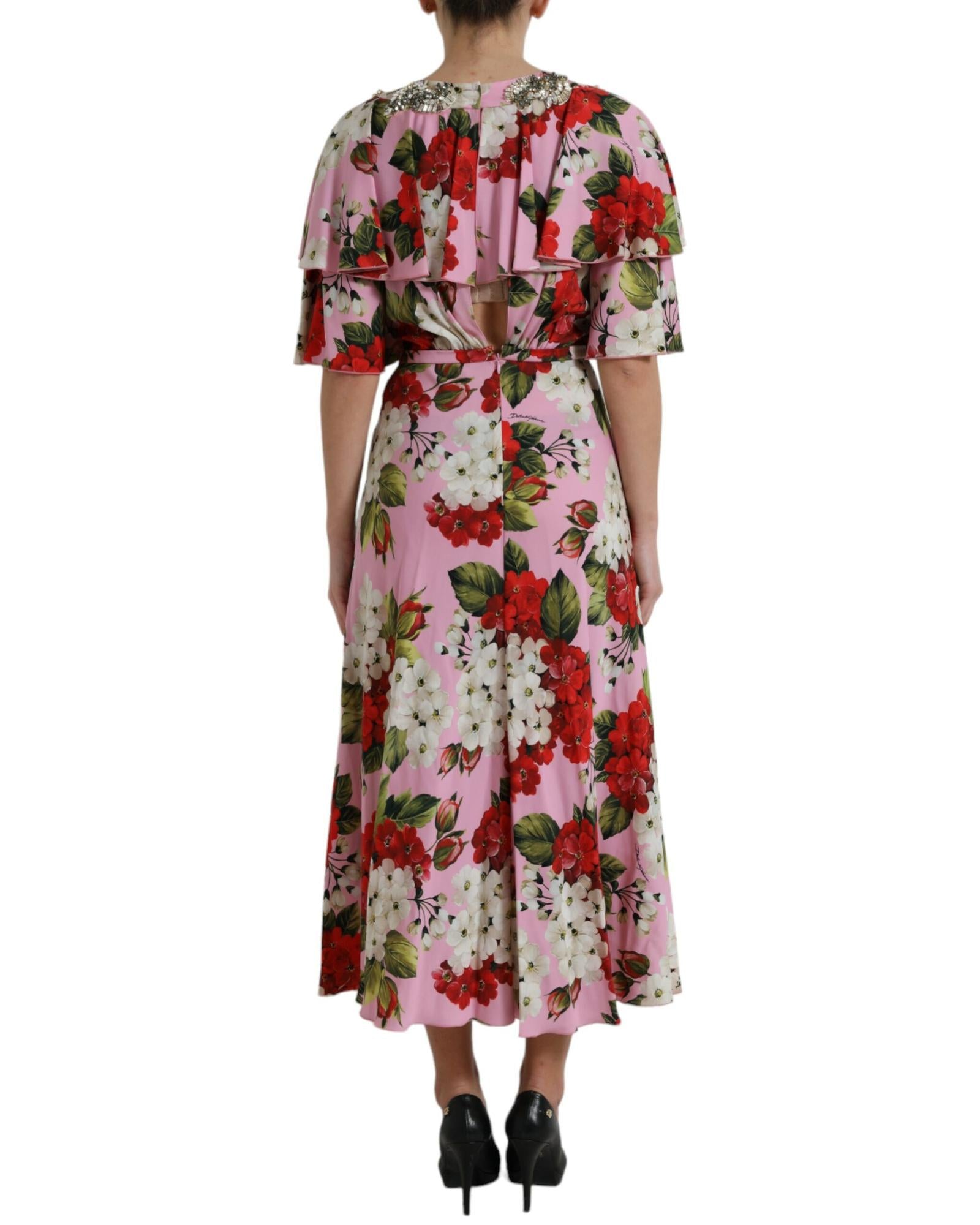 Dolce & Gabbana Floral Crystal Embellished A-line Dress