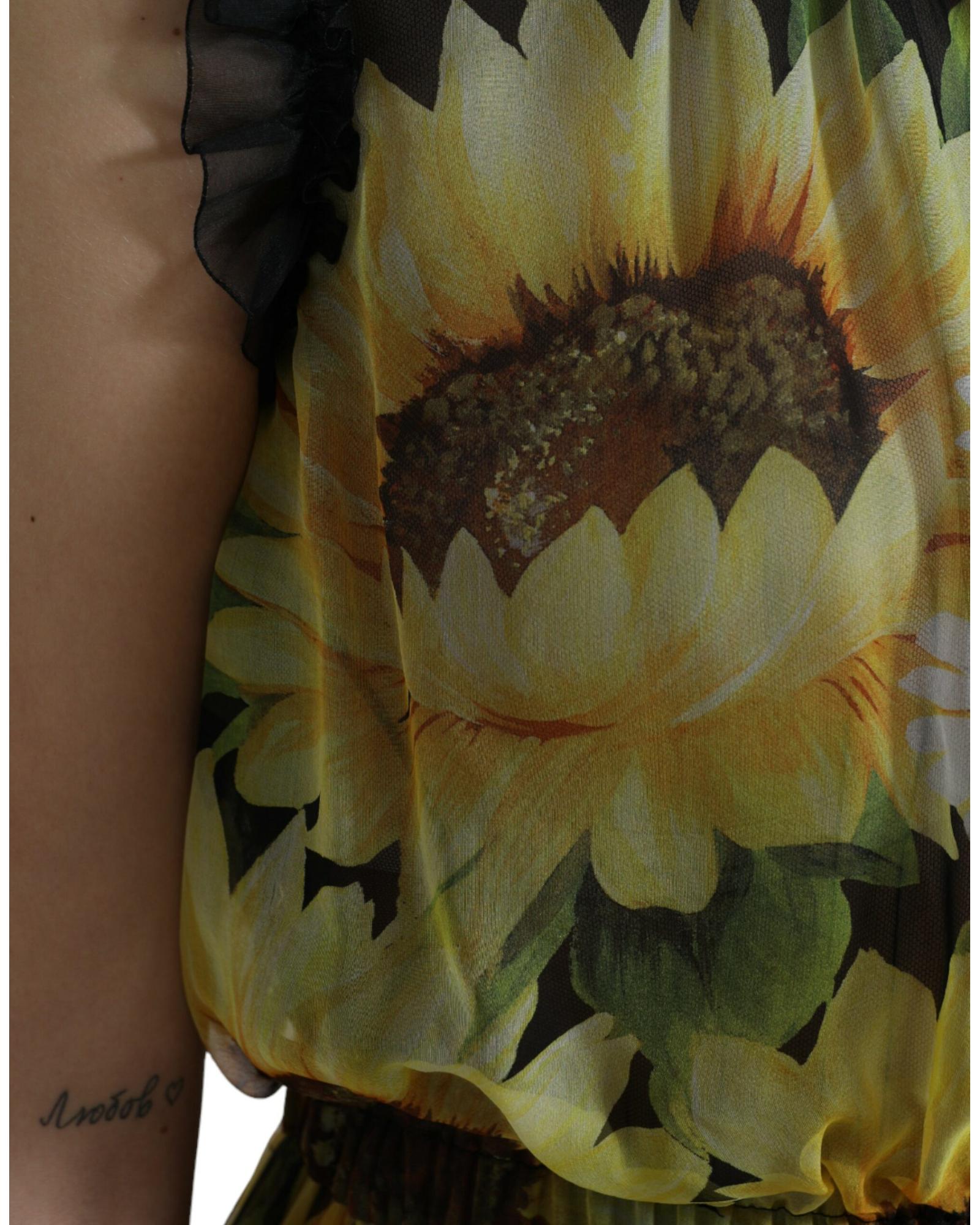 Dolce & Gabbana★素敵！Yellow Sunflower Maxi Dress DOLCE&GABBANA Floral-print silk-chiffon maxi dress | NET-A