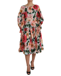 Dolce & Gabbana Floral Print Midi Dress 12 Multicolor
