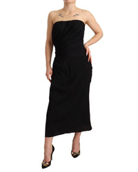 Dolce & Gabbana Silk Stretch Strapless Sheath Midi Dress1