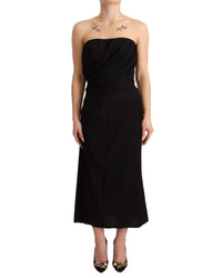 Dolce & Gabbana Silk Stretch Strapless Sheath Midi Dress5