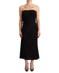 Dolce & Gabbana Silk Stretch Strapless Sheath Midi Dress6