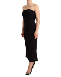 Dolce & Gabbana Silk Stretch Strapless Sheath Midi Dress10