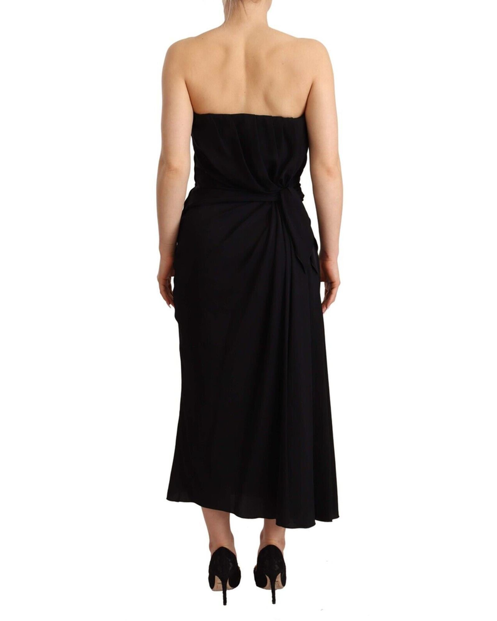 Dolce & Gabbana Silk Stretch Strapless Sheath Midi Dress13