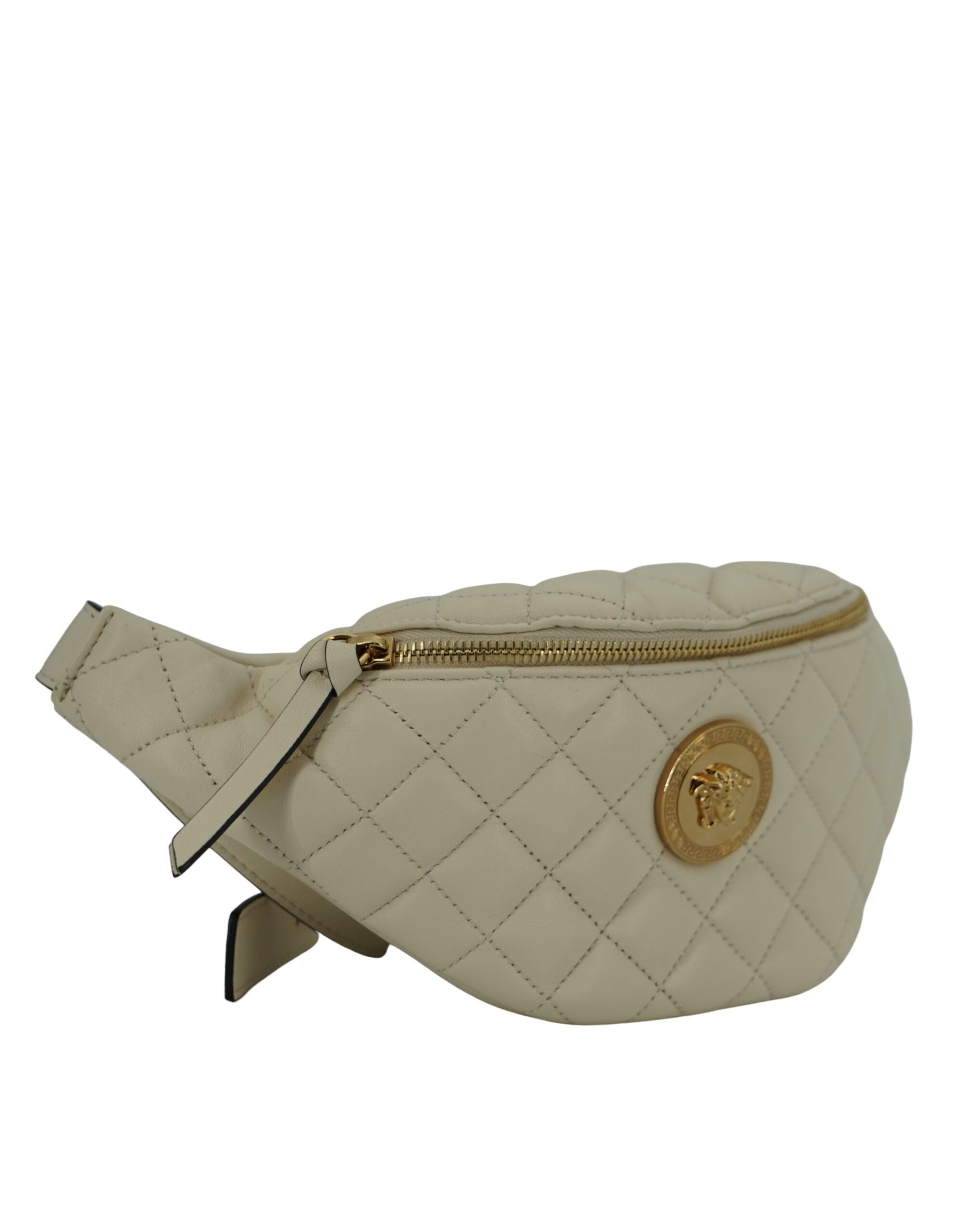 Versace Elegant White Lamb Leather Belt Women's Bag
