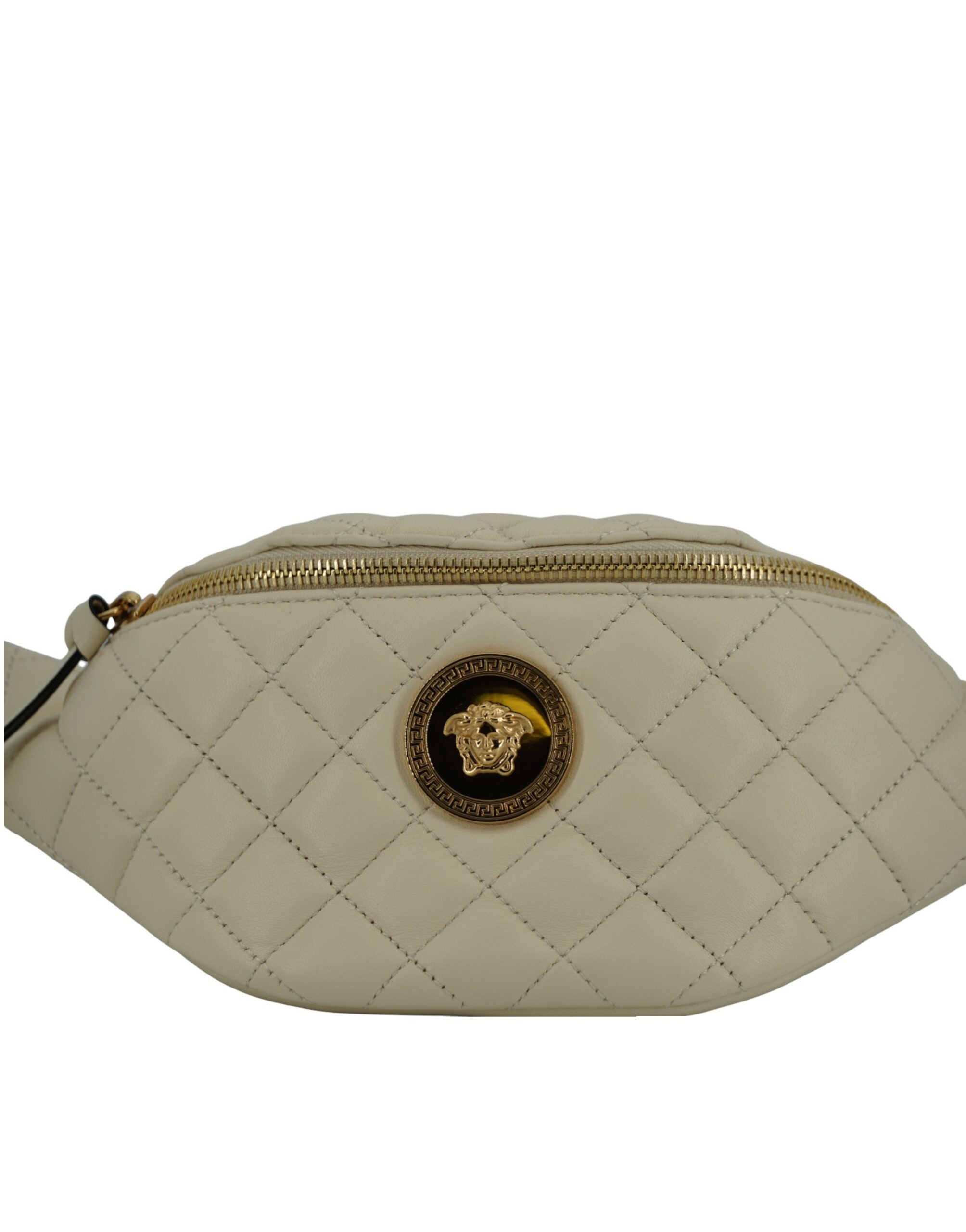 Versace Elegant White Lamb Leather Belt Women's Bag