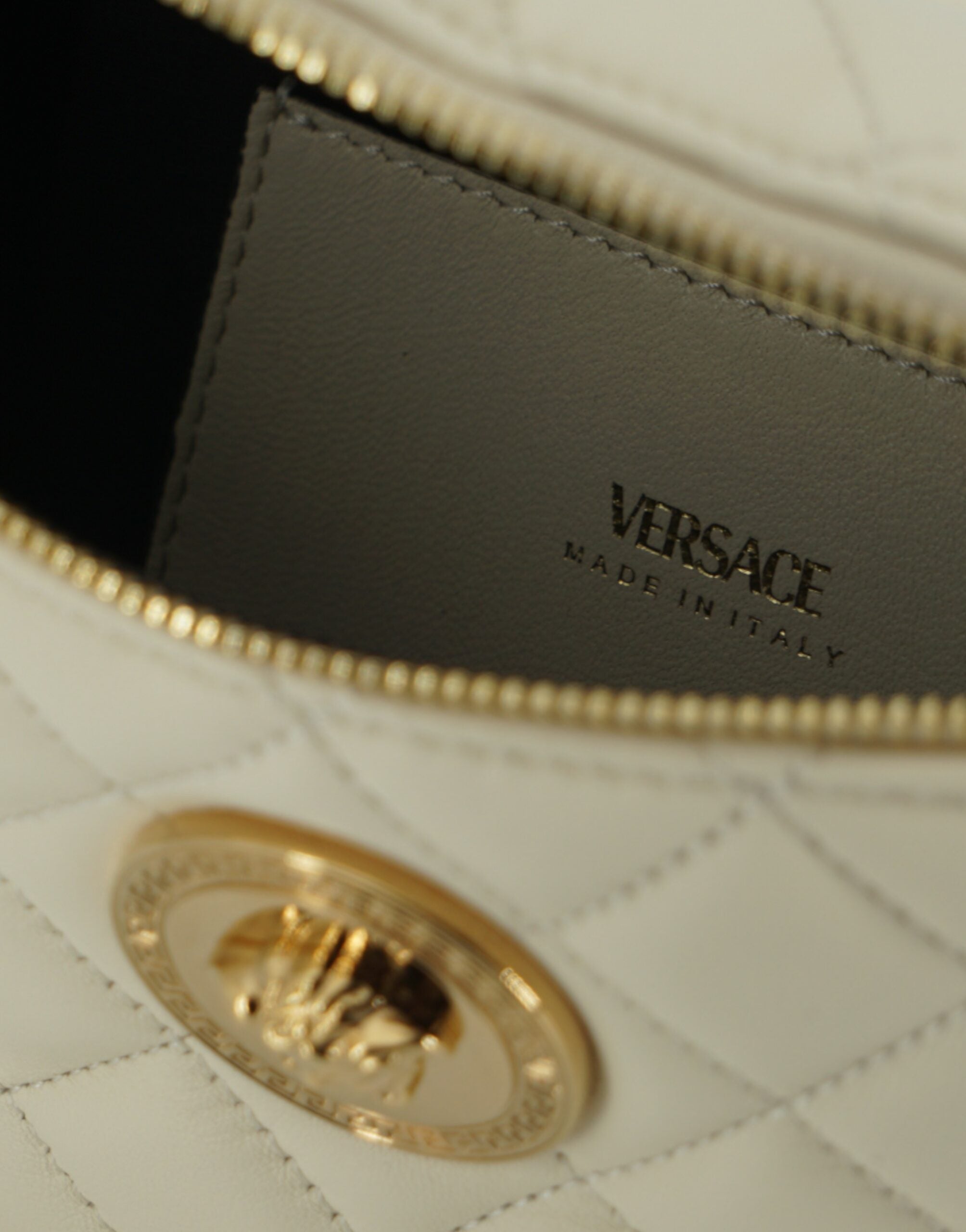 Versace Elegant White Lamb Leather Belt Women's Bag