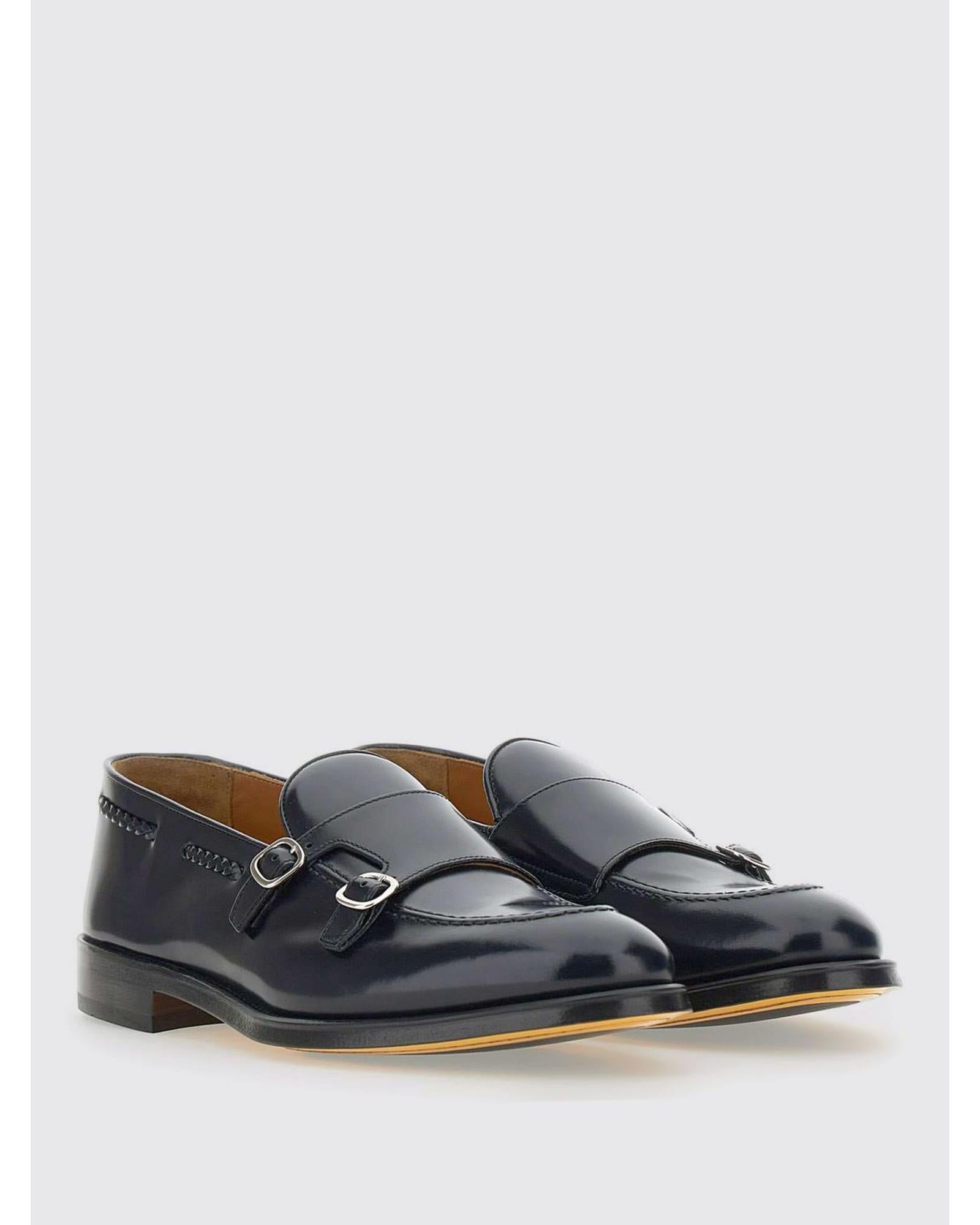Doucal's Double Monk Strap Leather Loafers Men Blue Other