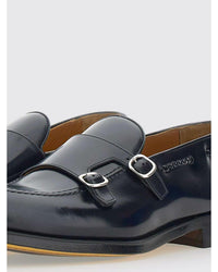 Doucal's Double Monk Strap Leather Loafers Men Blue Other