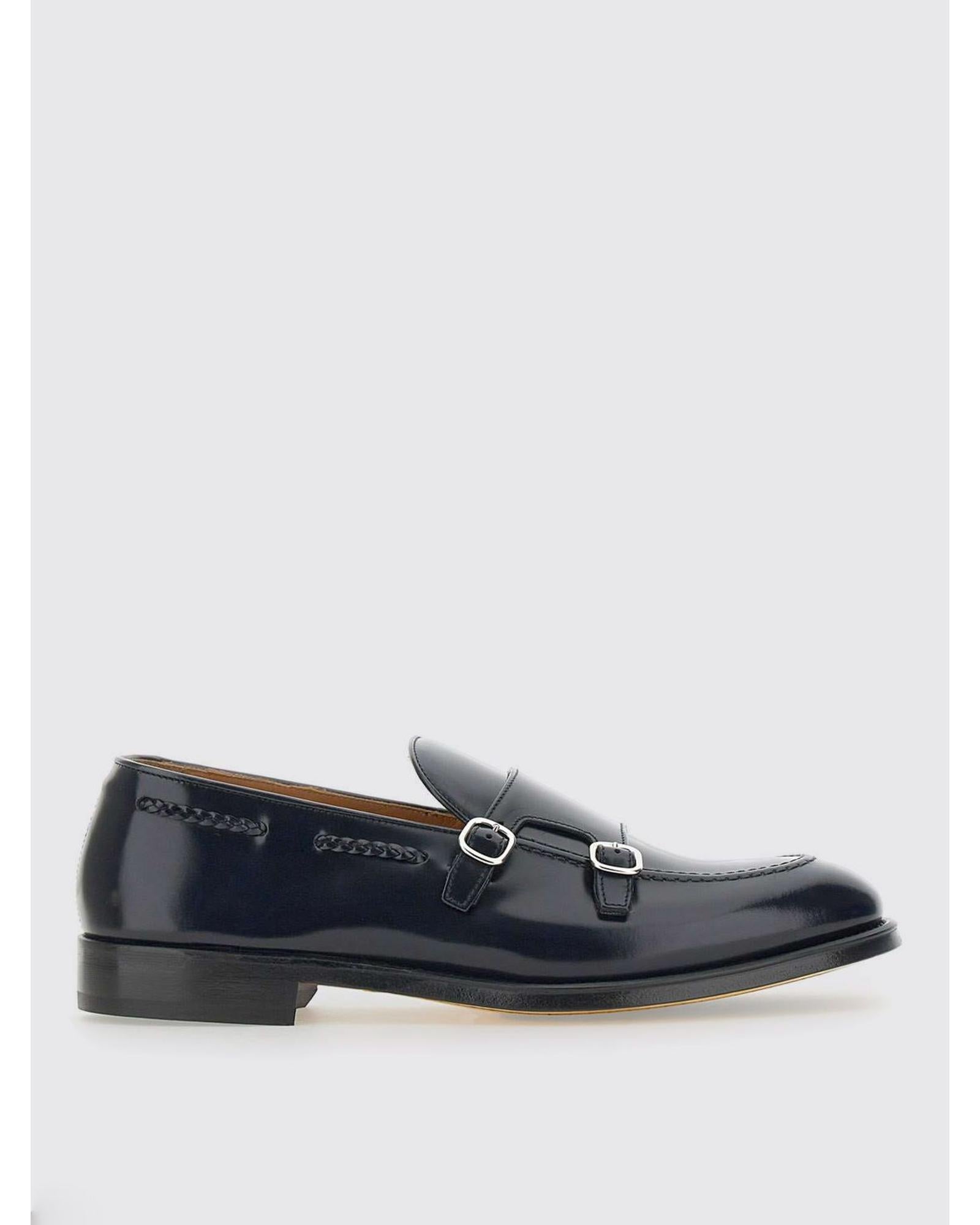 Doucal's Double Monk Strap Leather Loafers Men Blue Other 40 Blue