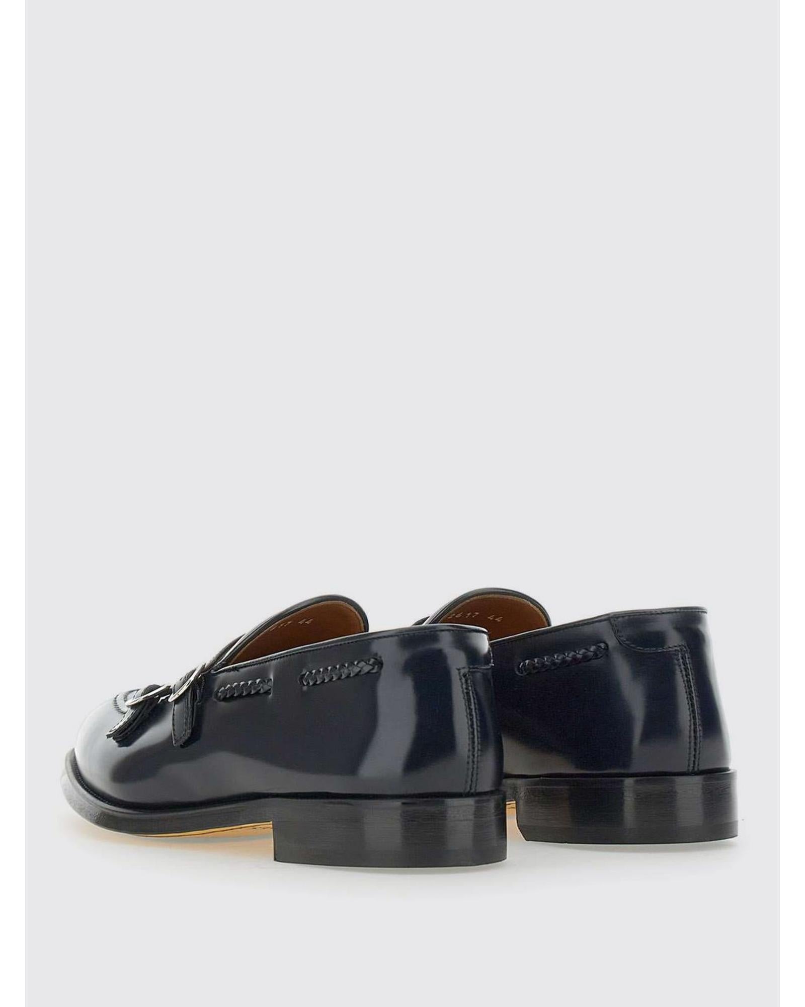 Doucal's Double Monk Strap Leather Loafers Men Blue Other