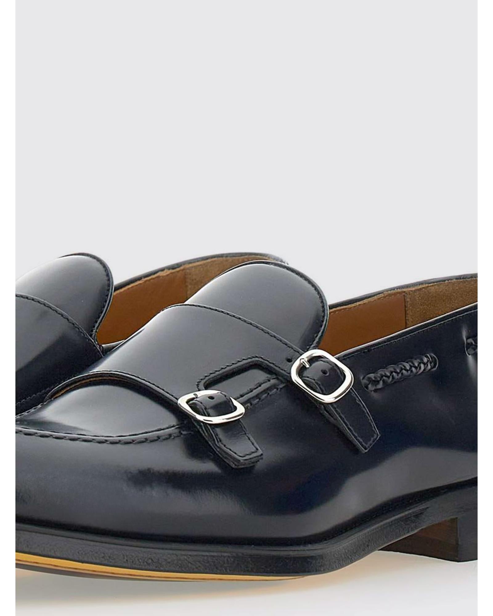 Doucal's Double Monk Strap Leather Loafers Men Blue Other