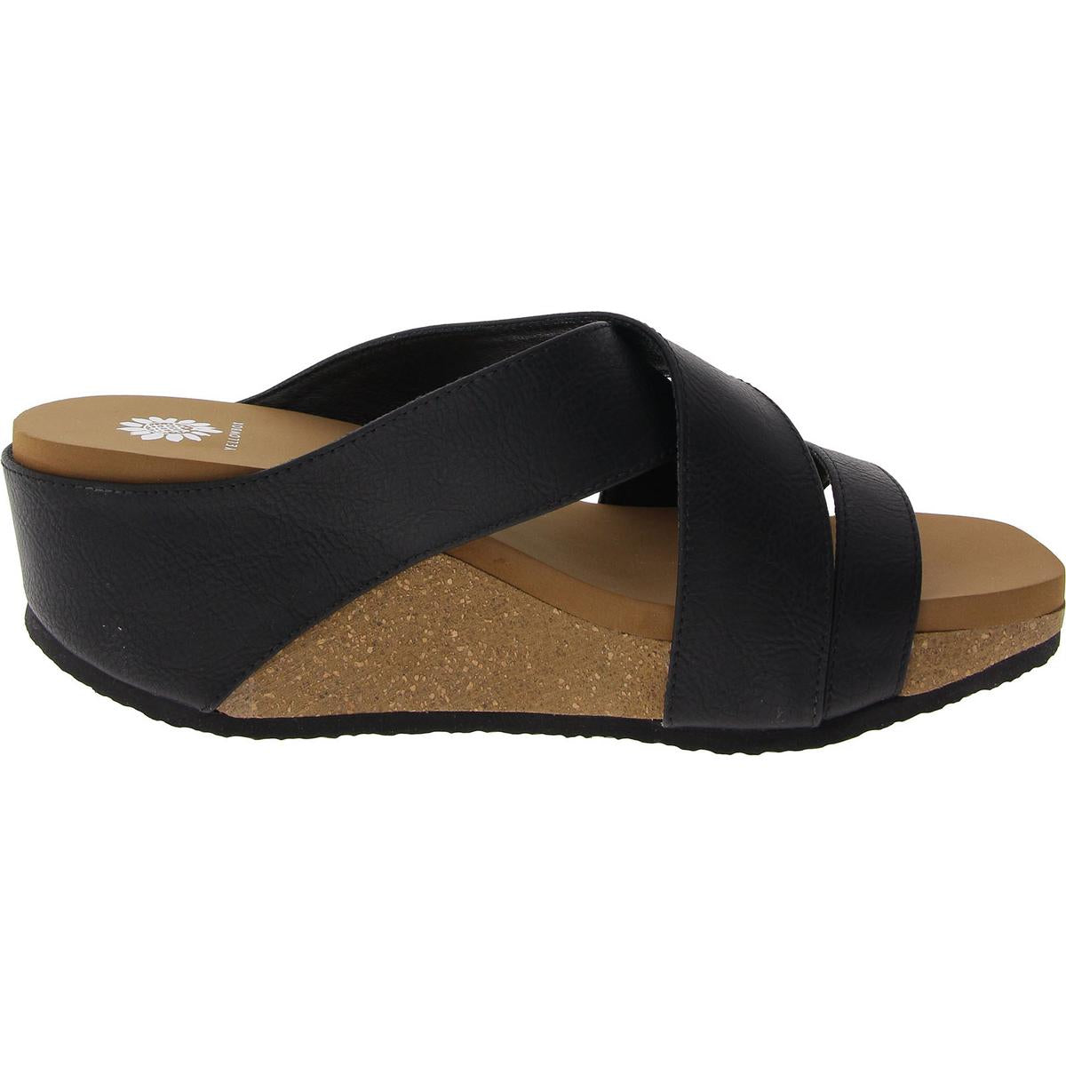 Chela Womens Criss-Cross Faux Leather Slide Sandals