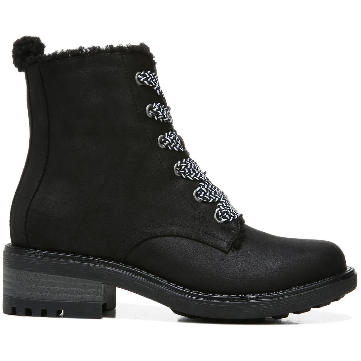 Kunis Cozy Womens Zipper Winter Combat & Lace-up Boots