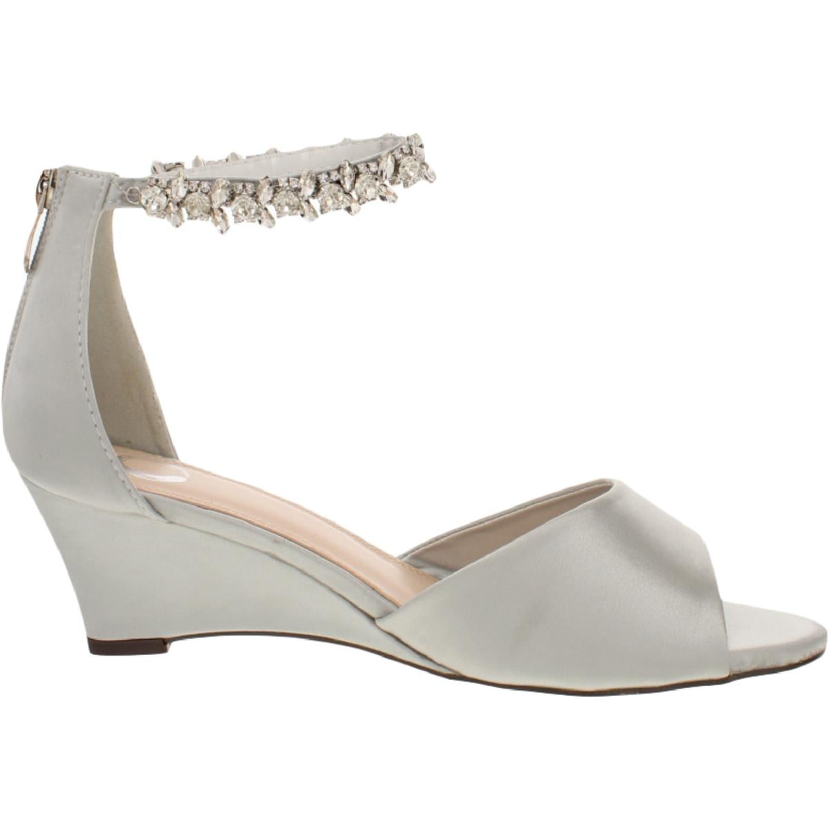 Connor Womens Satin Ankle Strap Wedge Sandals