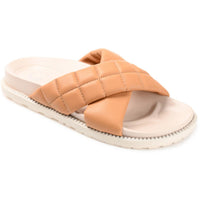 Aveena Womens Faux Leather Slide Sandals 9.5 Medium Mocha