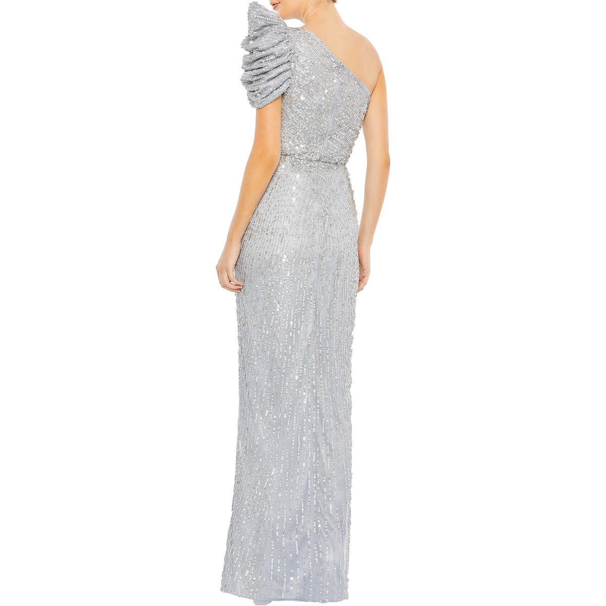 Womens Embellished One Shoulder Evening Dress