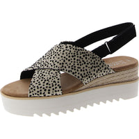 Diana Crossover Womens Canvas Cheetah Print Wedge Sandals 7.5 Medium Fog Flocked Mini Cheetah Canvas