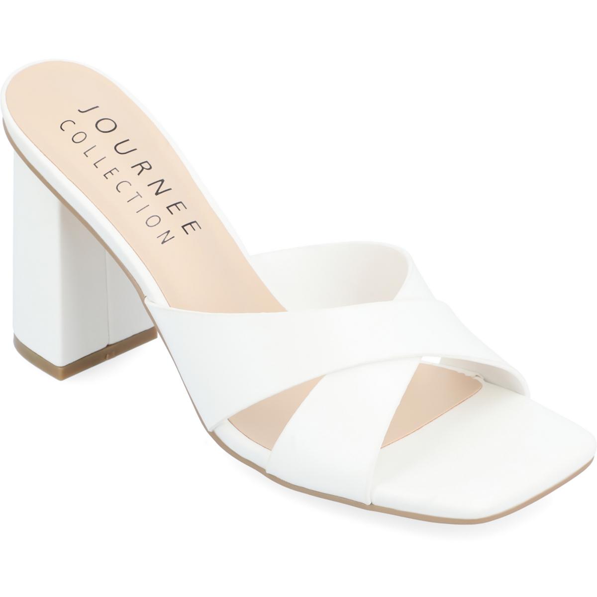 Chazz Womens Faux Leather Slip On Heels White