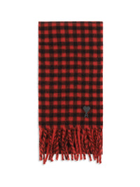 AMI PARIS Ami Paris Men Ami De Coeur Checked Wool Scarf