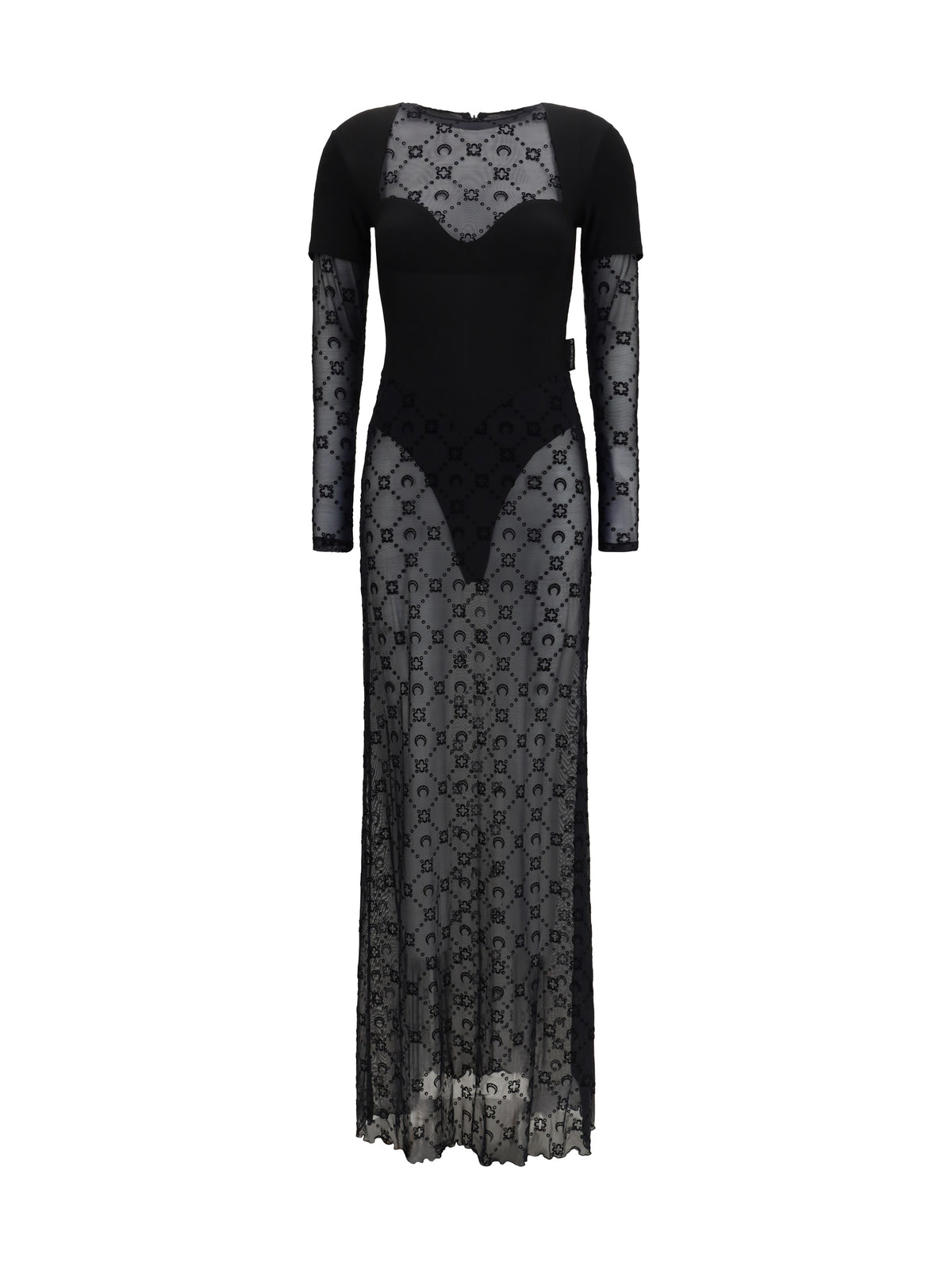 MARINE SERRE Marine Serre Women Layered Long Dress In Jersey And Mesh