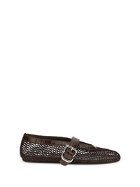 Alaïa Women Mesh And Crocodile-Print Leather Ballerinas
