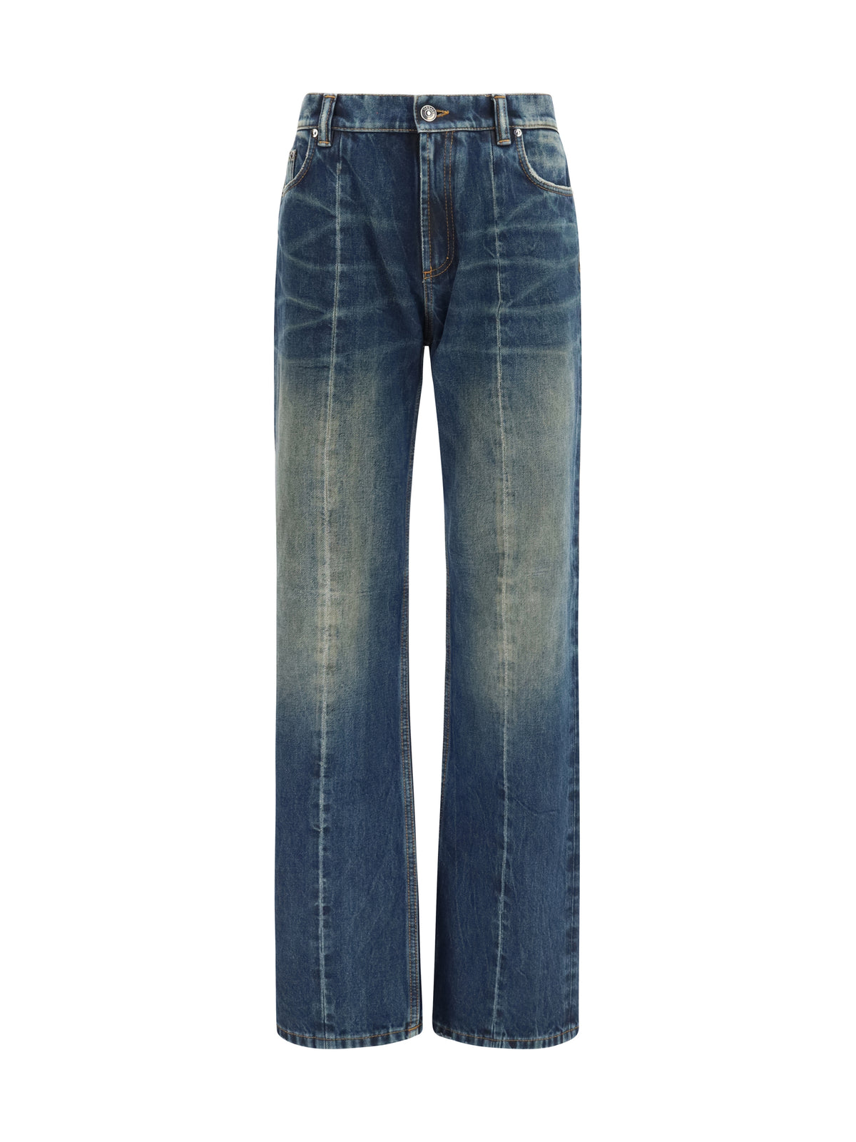 Versace Women Distressed Straight-Leg Cotton Denim Jeans