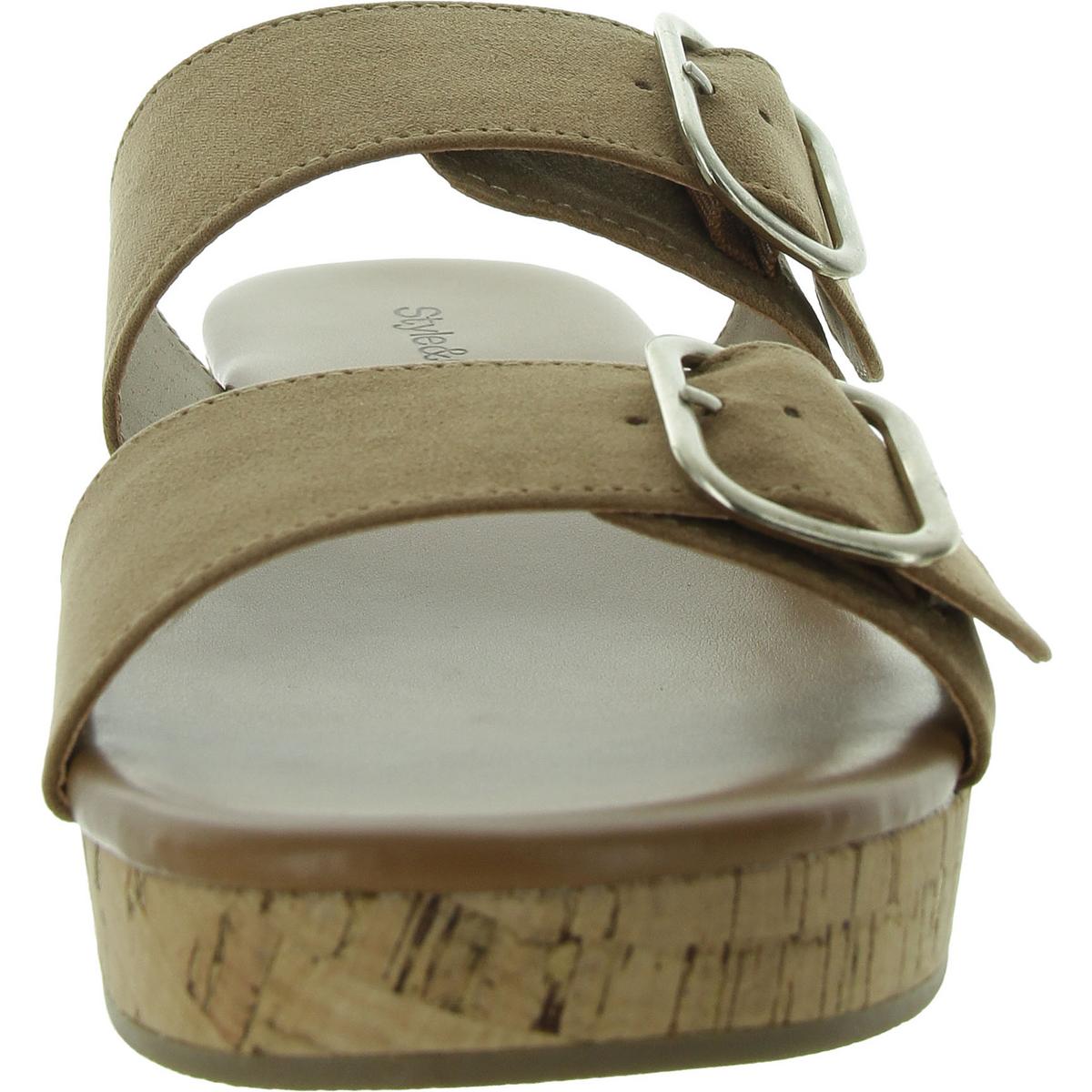 Temppestt Womens Open Toe Double Buckl Slide Sandals
