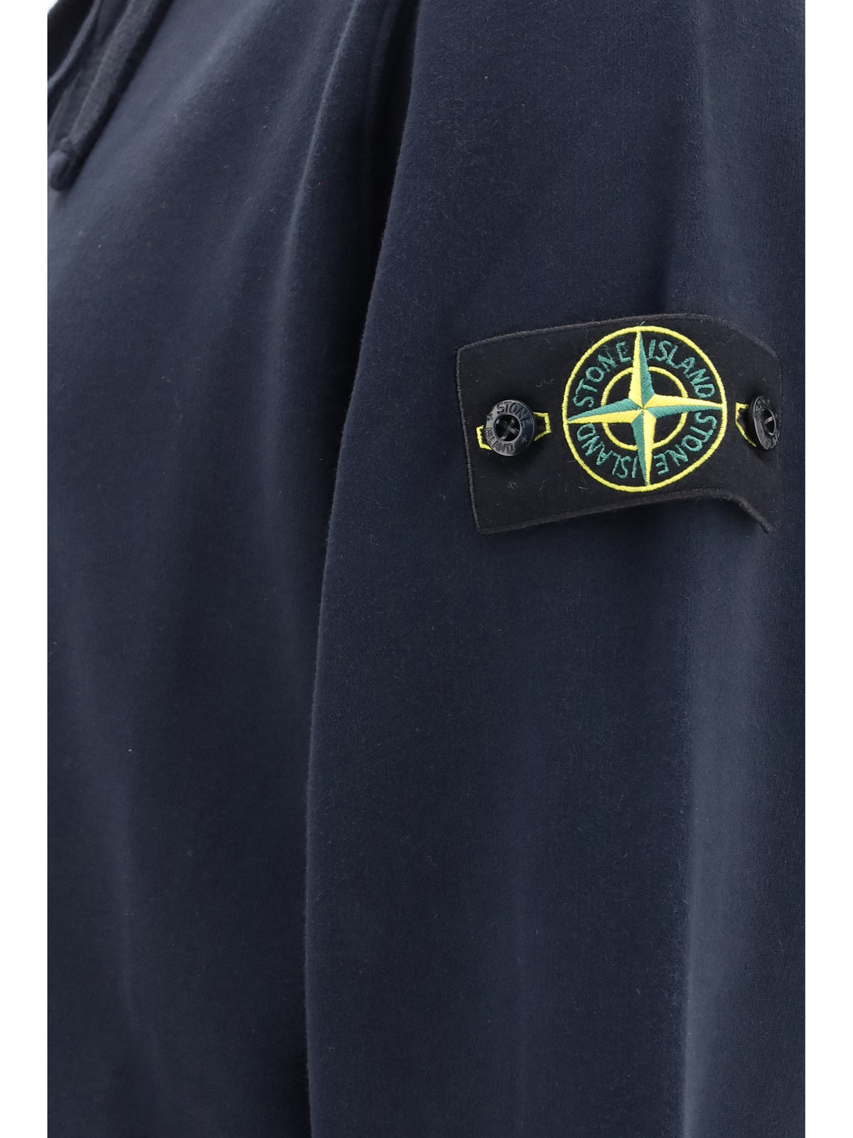 Stone Island Men Cotton Hoodie With Zip And Compass Logo
