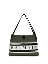 Balmain Women Medium Canvas And Leather Release Tote