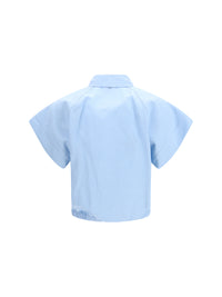 Jacob Cohen Women Short-Sleeve Shirt In Striped Viscose And Linen Canvas