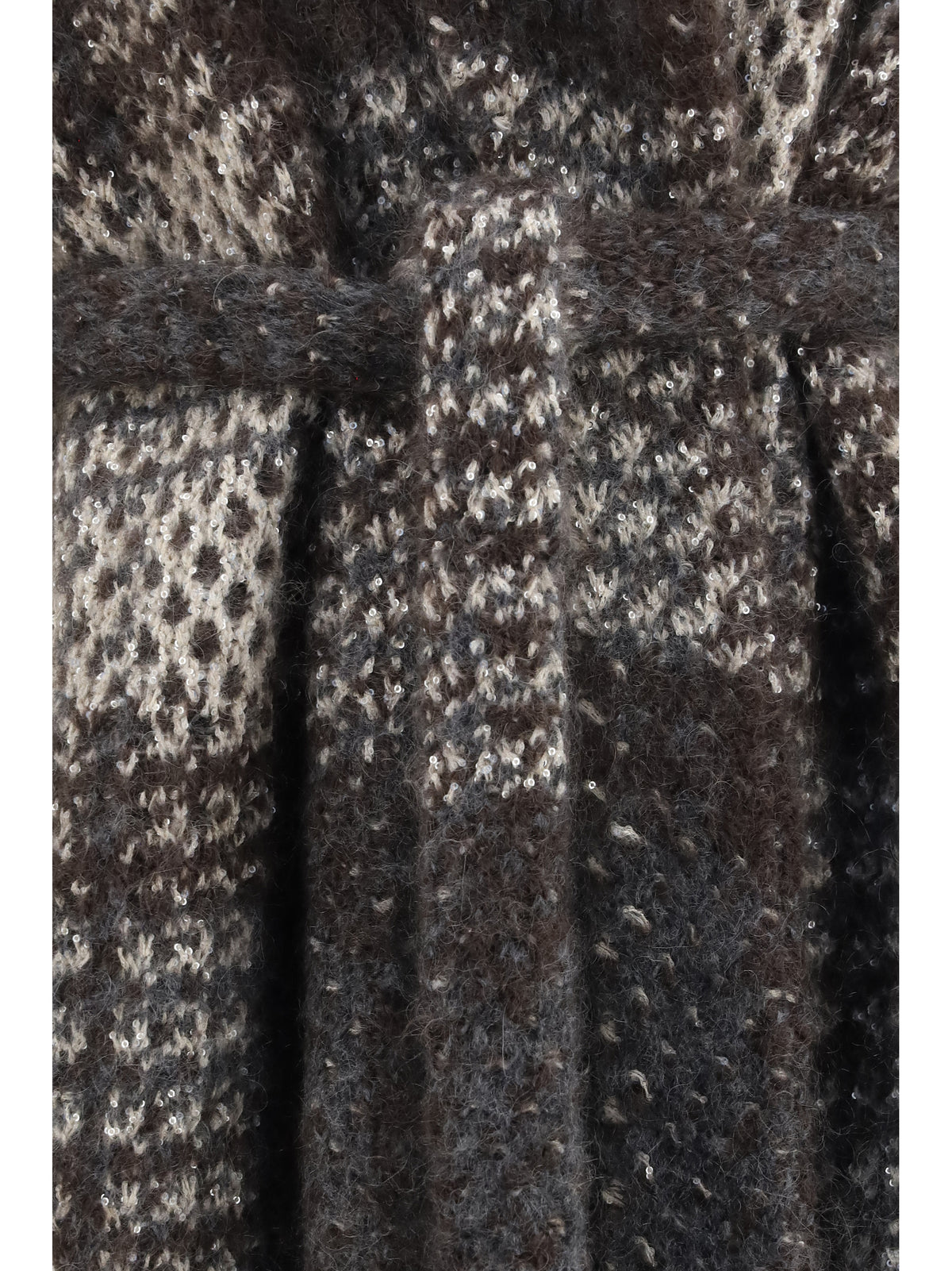 Brunello Cucinelli Women Macrocheck Mohair Blend Coat With Belt
