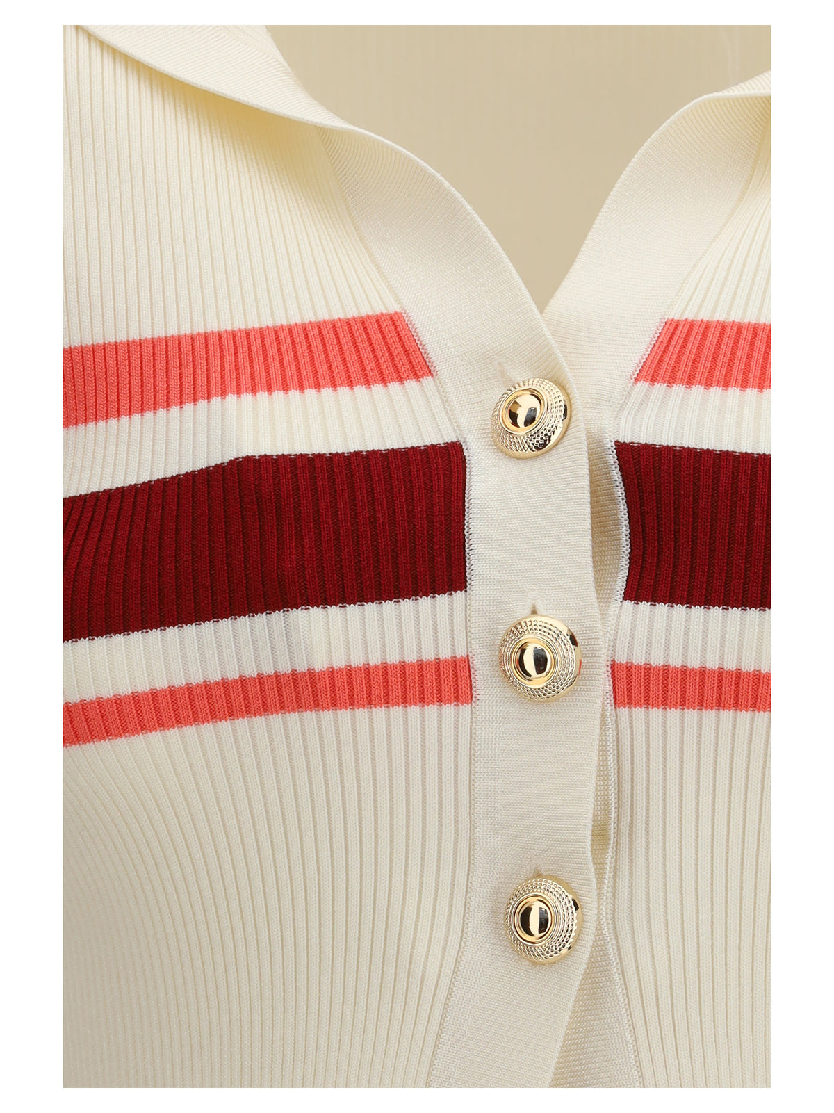 SELF-PORTRAIT Self-Portrait Women Striped Viscose Knit Button Top