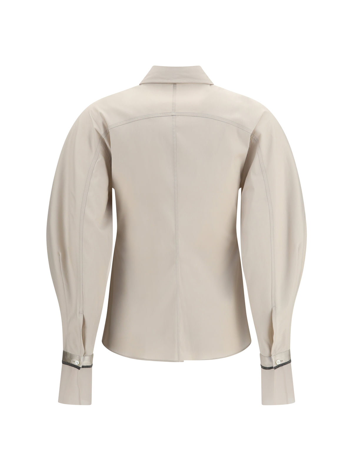 Brunello Cucinelli Women Stretch Cotton Poplin Shirt With Shiny Silk Cuffs