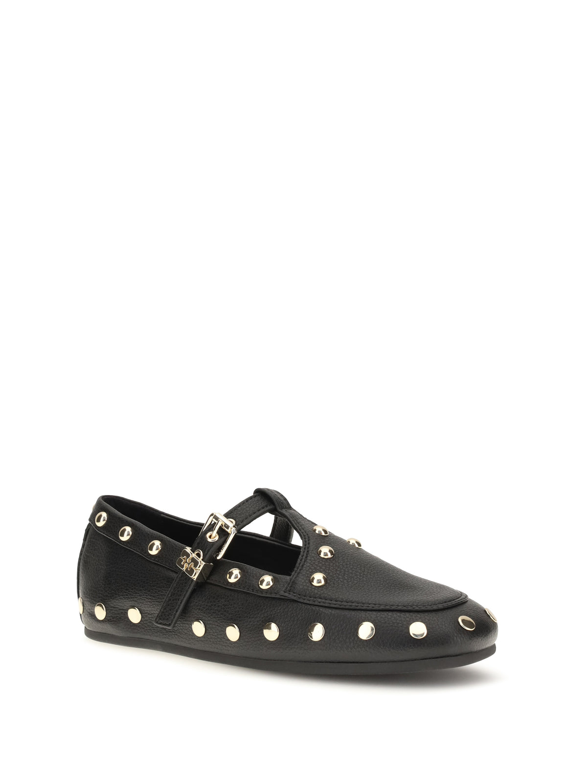 GANNI Ganni Women Mary Jenny Studded Ballerinas In Pebbled Leather
