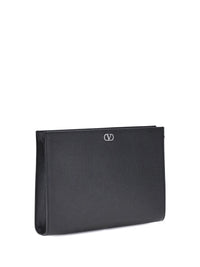 Valentino Garavani Men Vlogo Signature Grained Calfskin Pouch