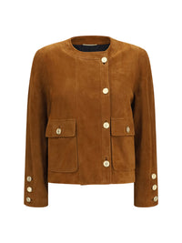 Saint Laurent Women Short Suede Jacket With Buttons