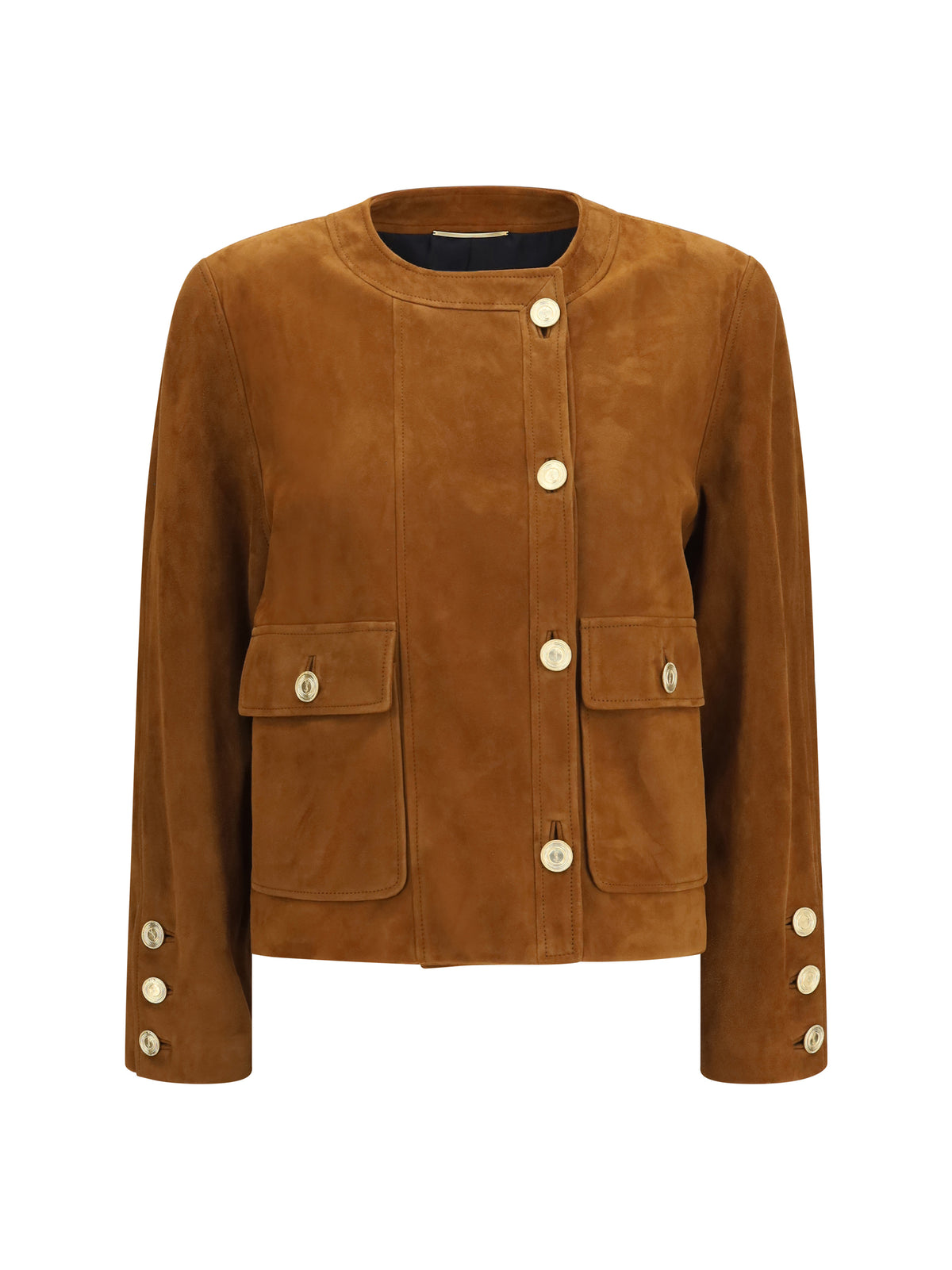 Saint Laurent Women Short Suede Jacket With Buttons