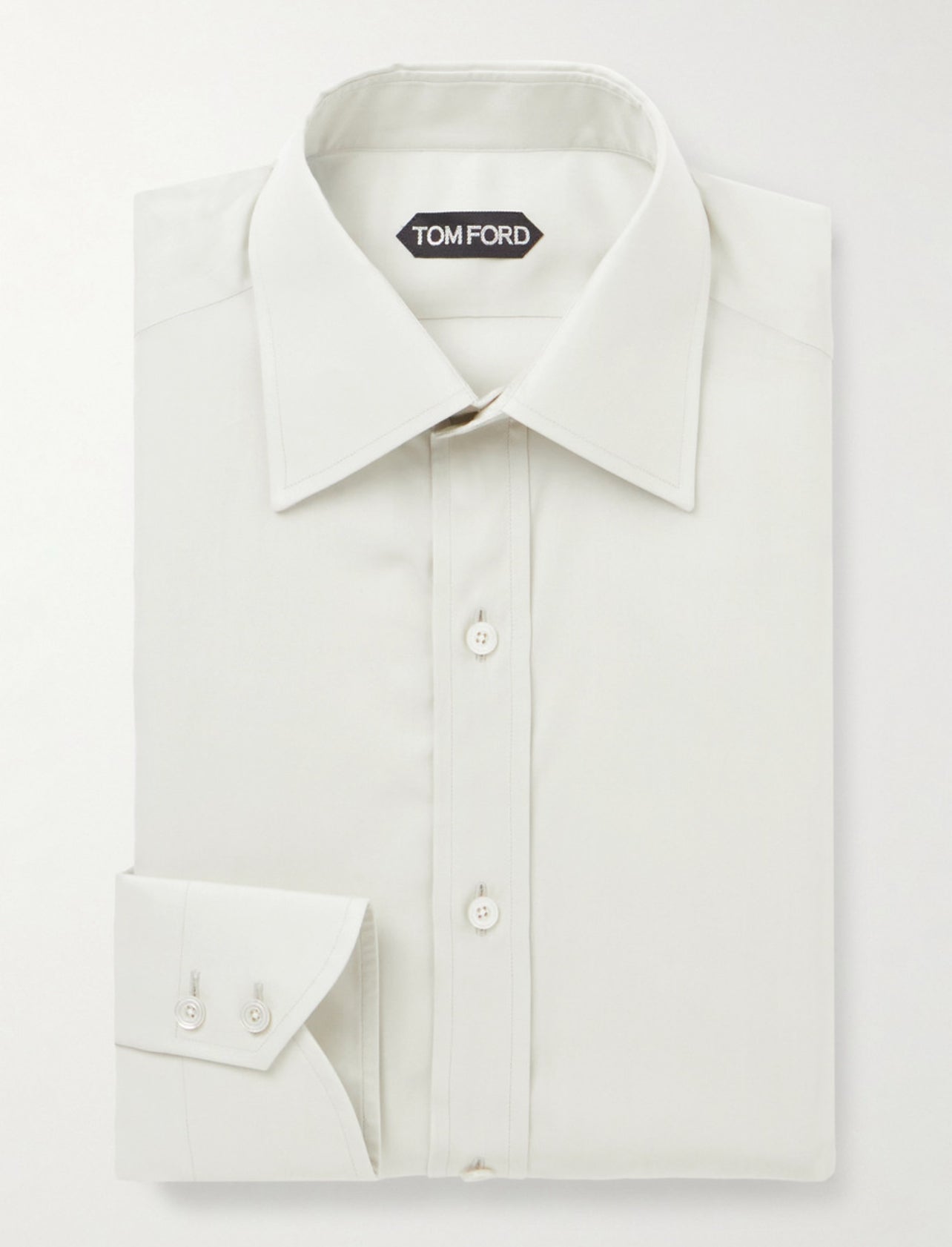 Tom Ford Men's Ivory 74% Lyocell & 26% Silk Button Down Dress Shirt