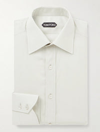 Tom Ford Men's Ivory 74% Lyocell & 26% Silk Button Down Dress Shirt