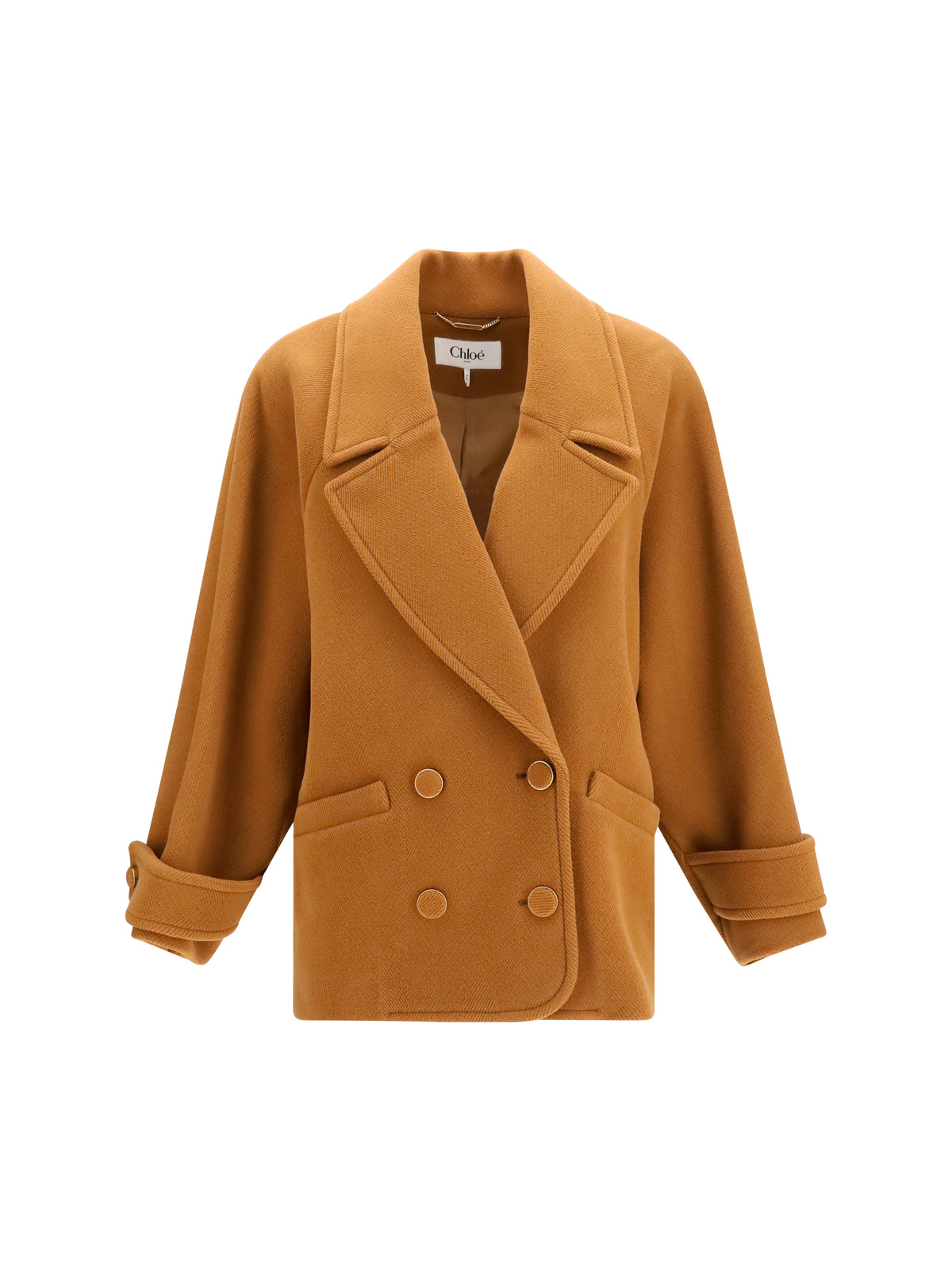 CHLOÉ Chloé Women Double-Breasted Herringbone Wool Short Coat