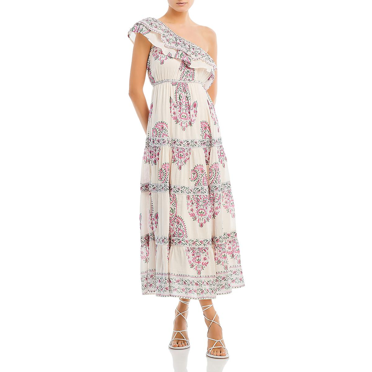 Womens Silk One Shoulder Maxi Dress pink-green