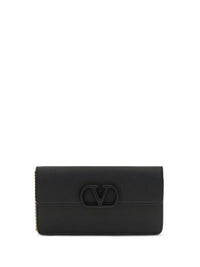 Valentino Garavani Women Vlogo Signature Grainy Calfskin Chain Wallet