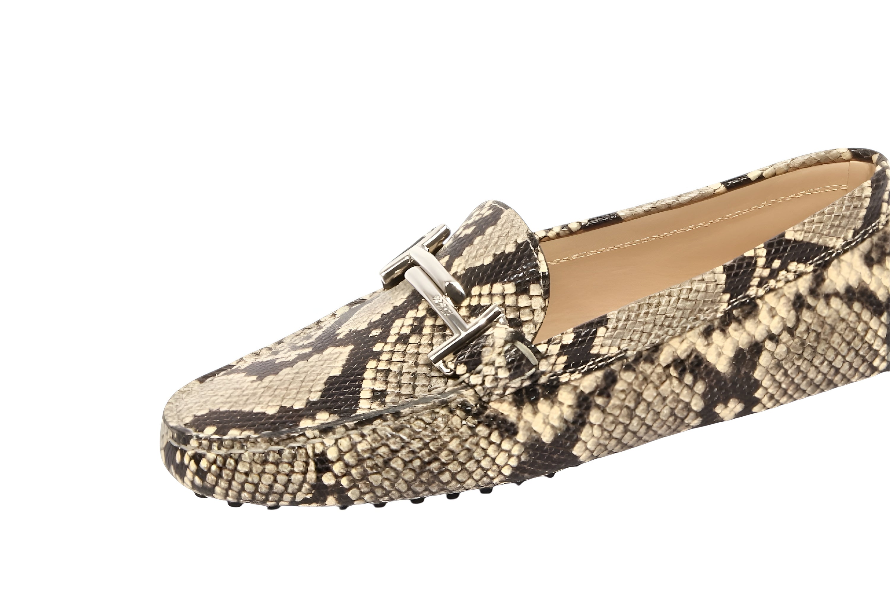 Tod's Women's Snakeskin Print T-Bar Driving Shoes