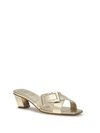 Roger Vivier Women Laminated Leather Mules Sandals