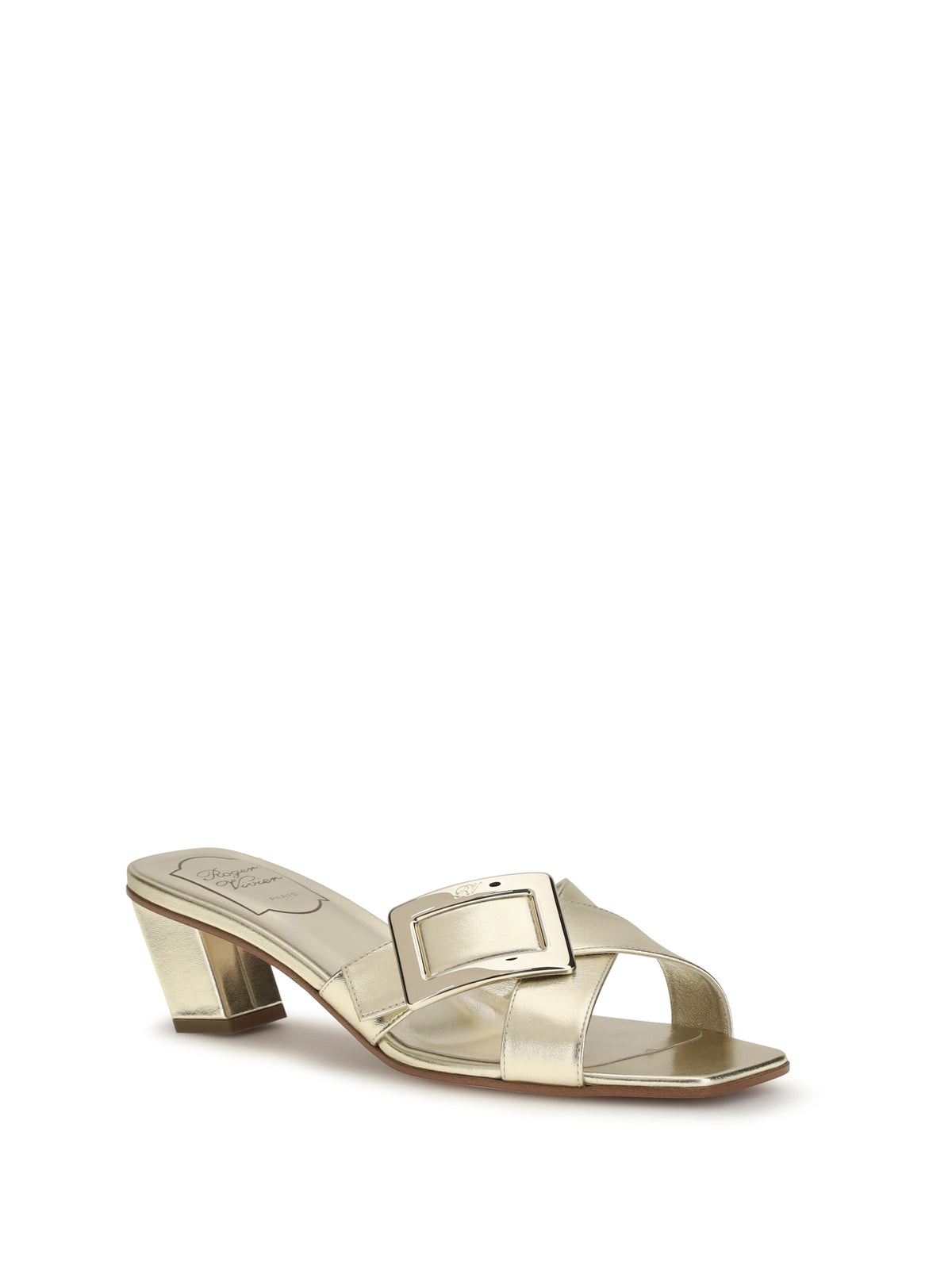 Roger Vivier Women Laminated Leather Mules Sandals