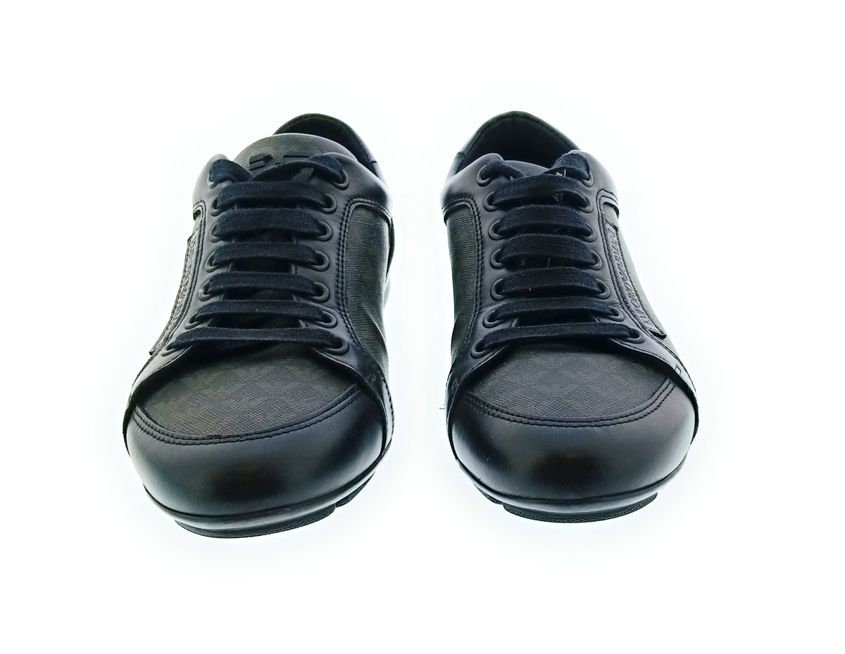Emporio Armani Emporio Armani Men's Black Monogram Panel Low-Top Sneakers-5